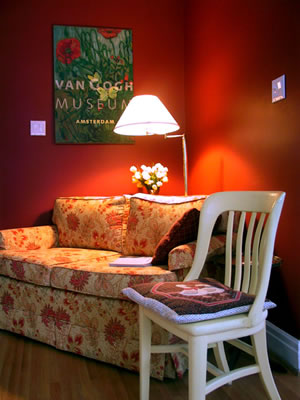 interior - red corner in a classic home